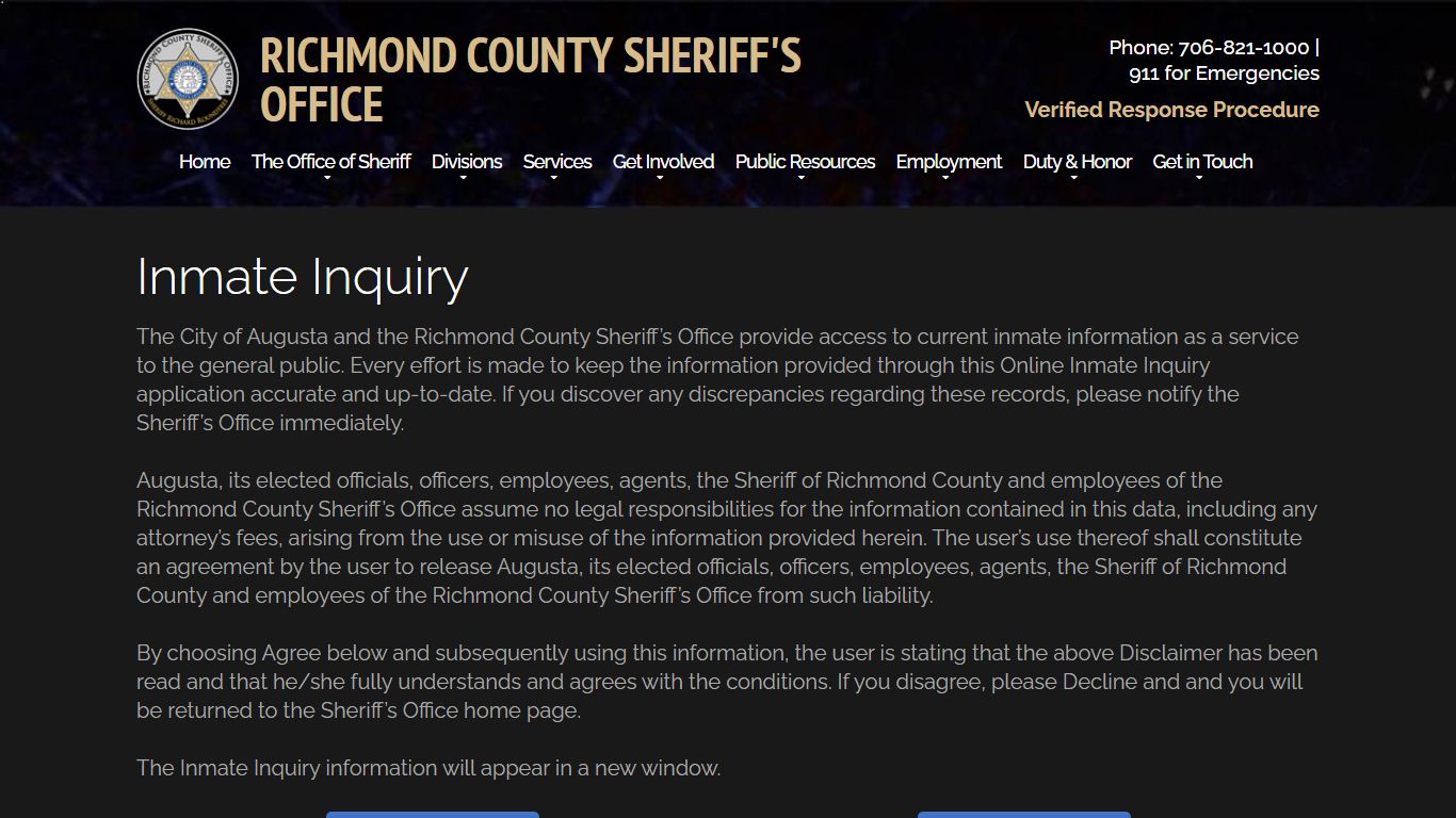 Inmate Inquiry | Richmond County Sheriff's Office - Augusta Ga